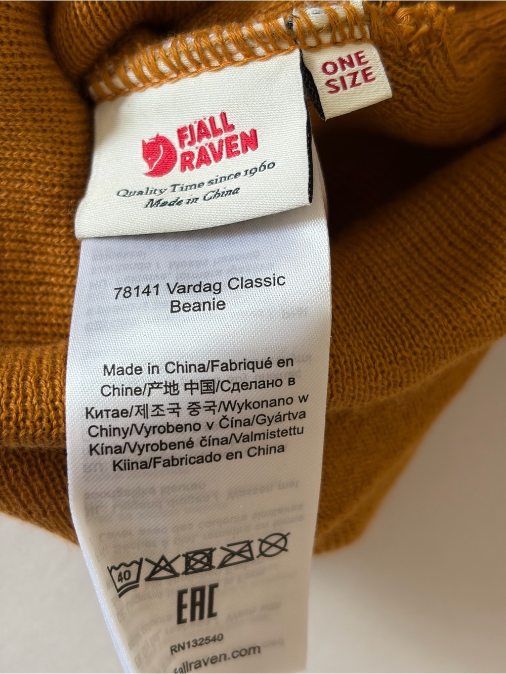 Fjall Raven Unisex Vardag Classic Beanie in Acorn - OS - Picture 3 of 5
